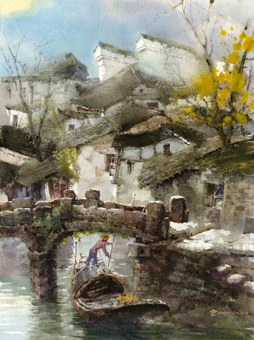 林绍灵人物水彩画作品