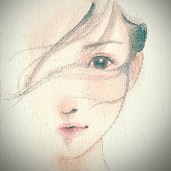 水彩画人物女孩头像