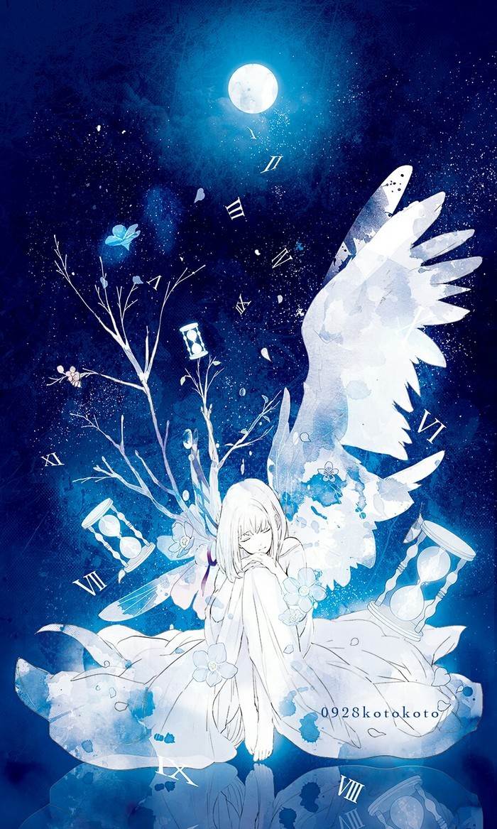 水彩画动漫人物星空
