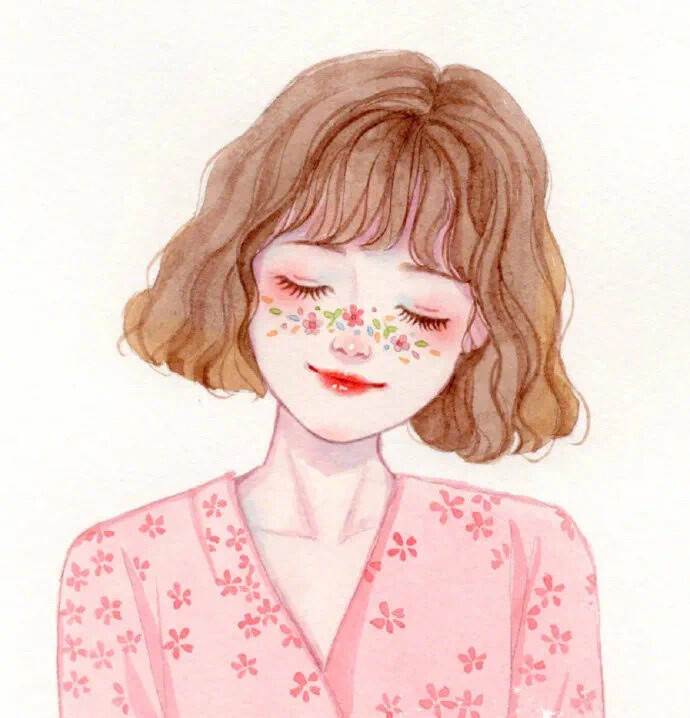 水彩画人物女孩头像