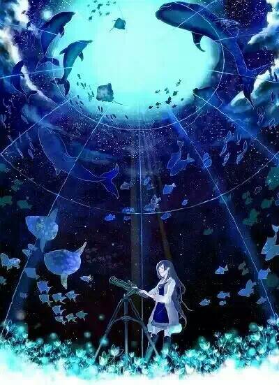 水彩画动漫人物星空