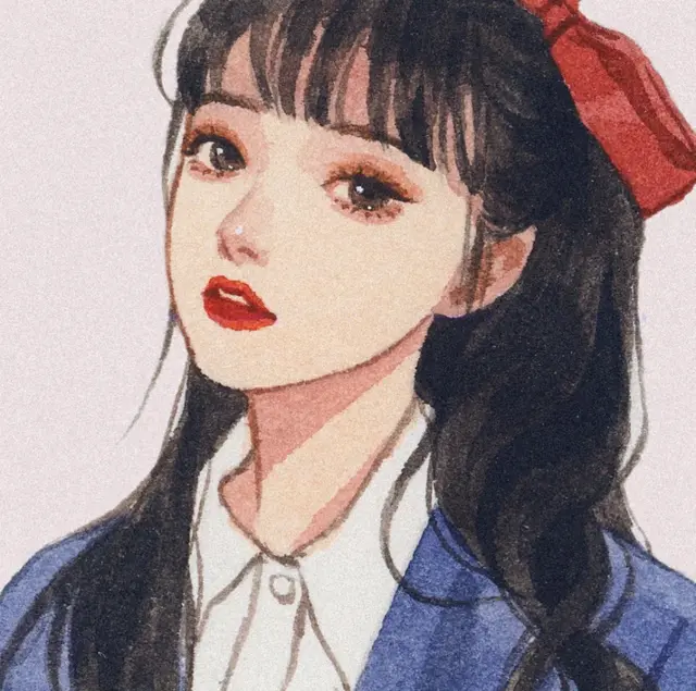 水彩画人物女孩头像