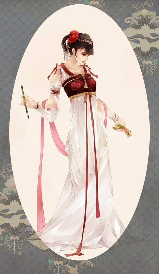 古风人物水彩画手绘简笔画