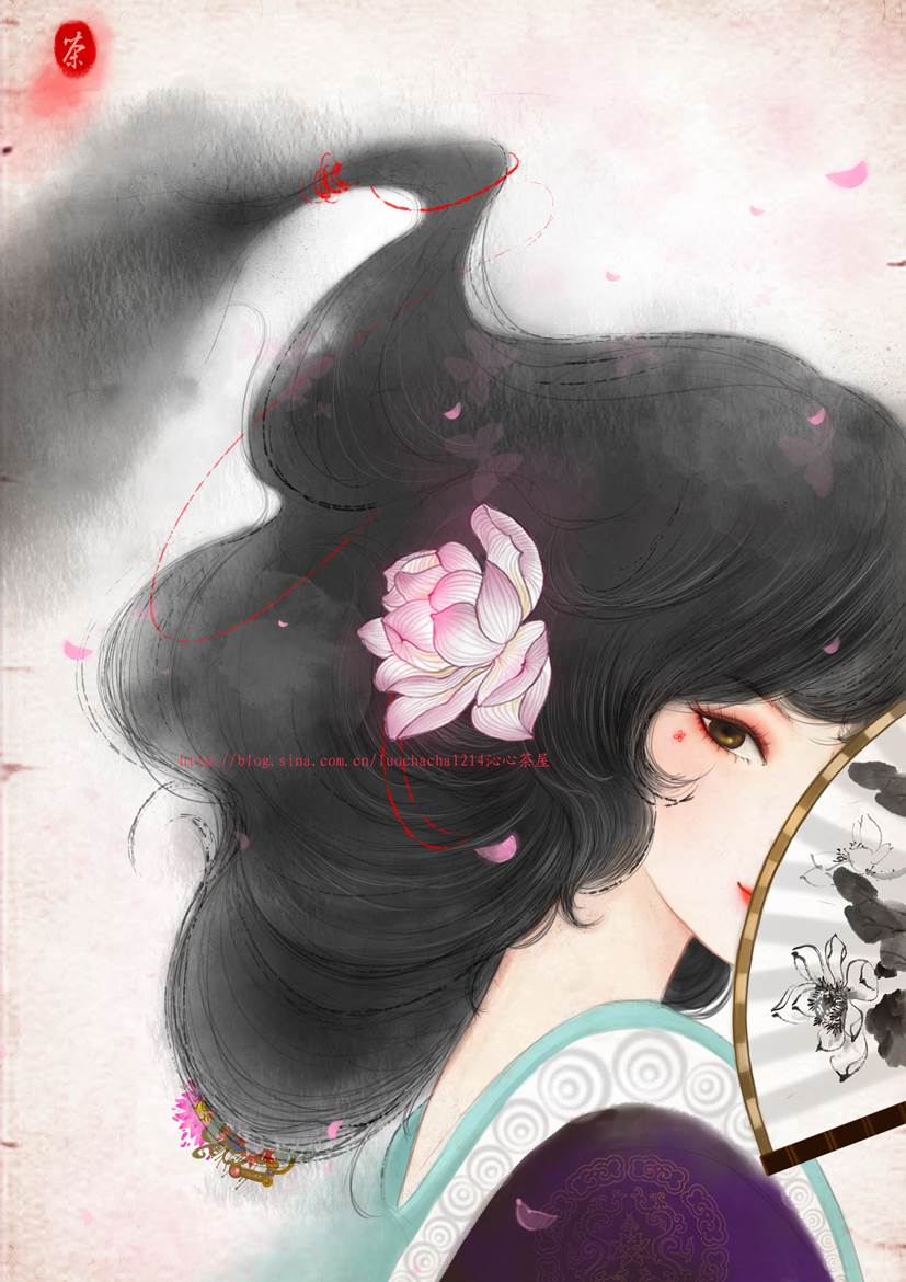 古风人物水彩画手绘简笔画
