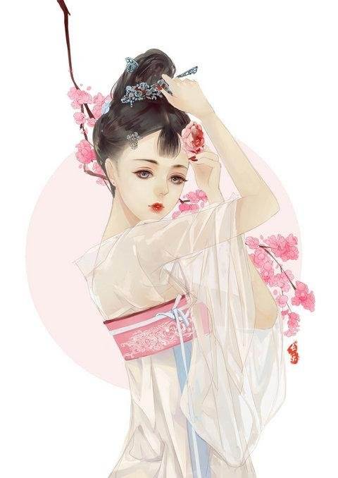 古风人物水彩画手绘简笔画