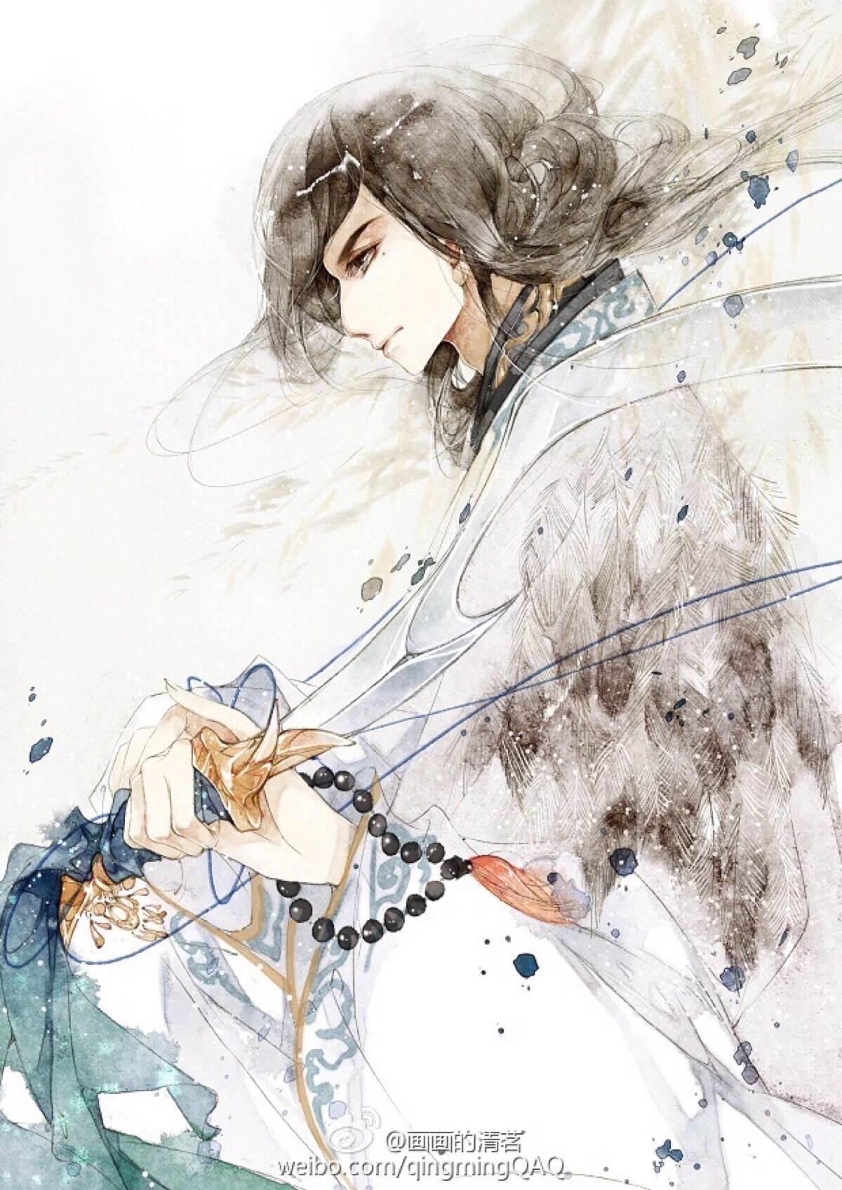 人物水彩画图片男孩