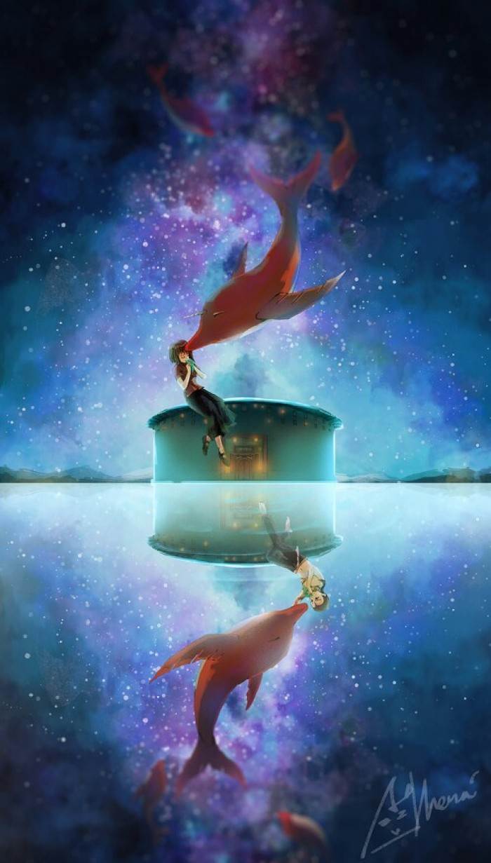 水彩画动漫人物大鱼海棠