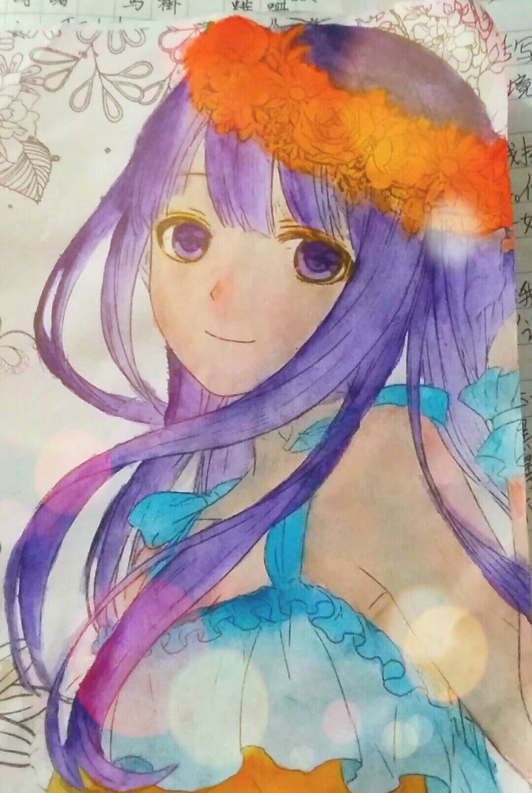 星空水彩画中的人物