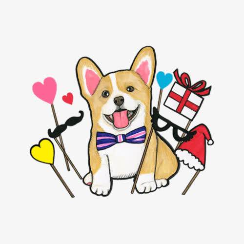 水彩画人物柯基