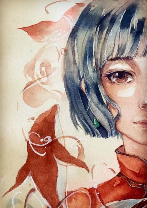 水彩画动漫人物大鱼海棠
