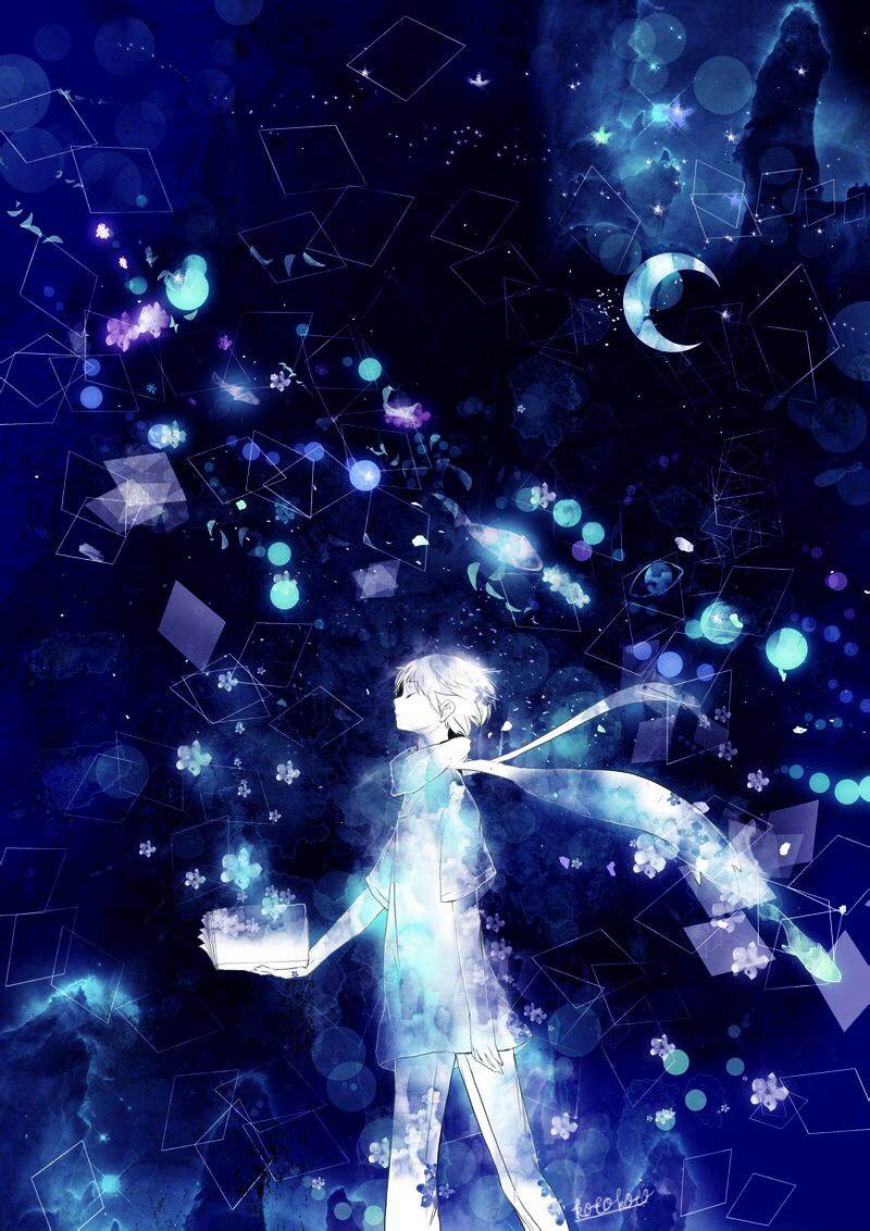 星空水彩画中的人物