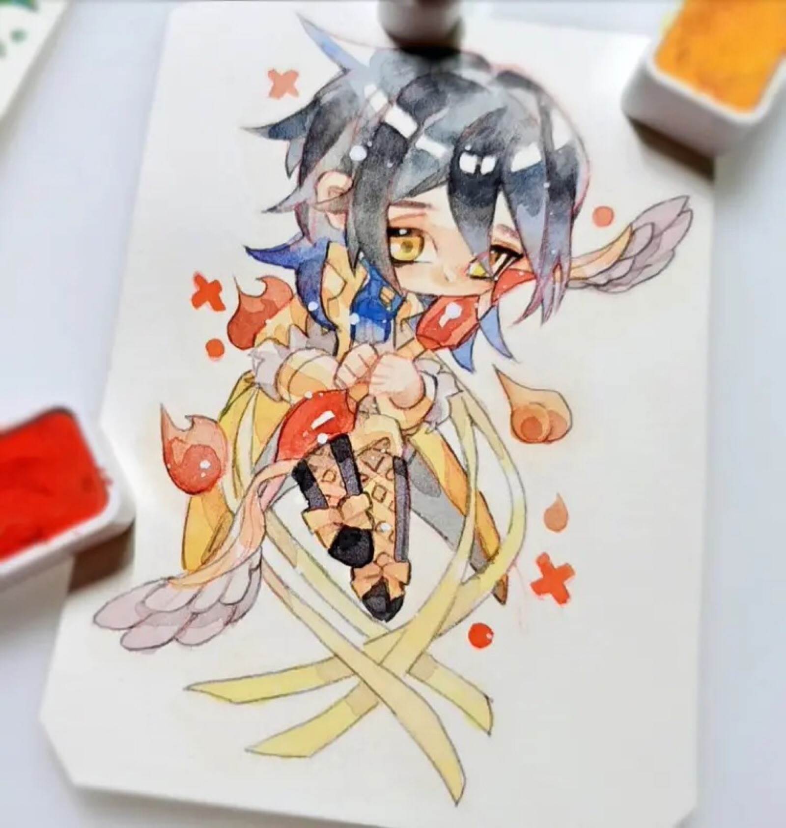 q版水彩画漫画人物图片