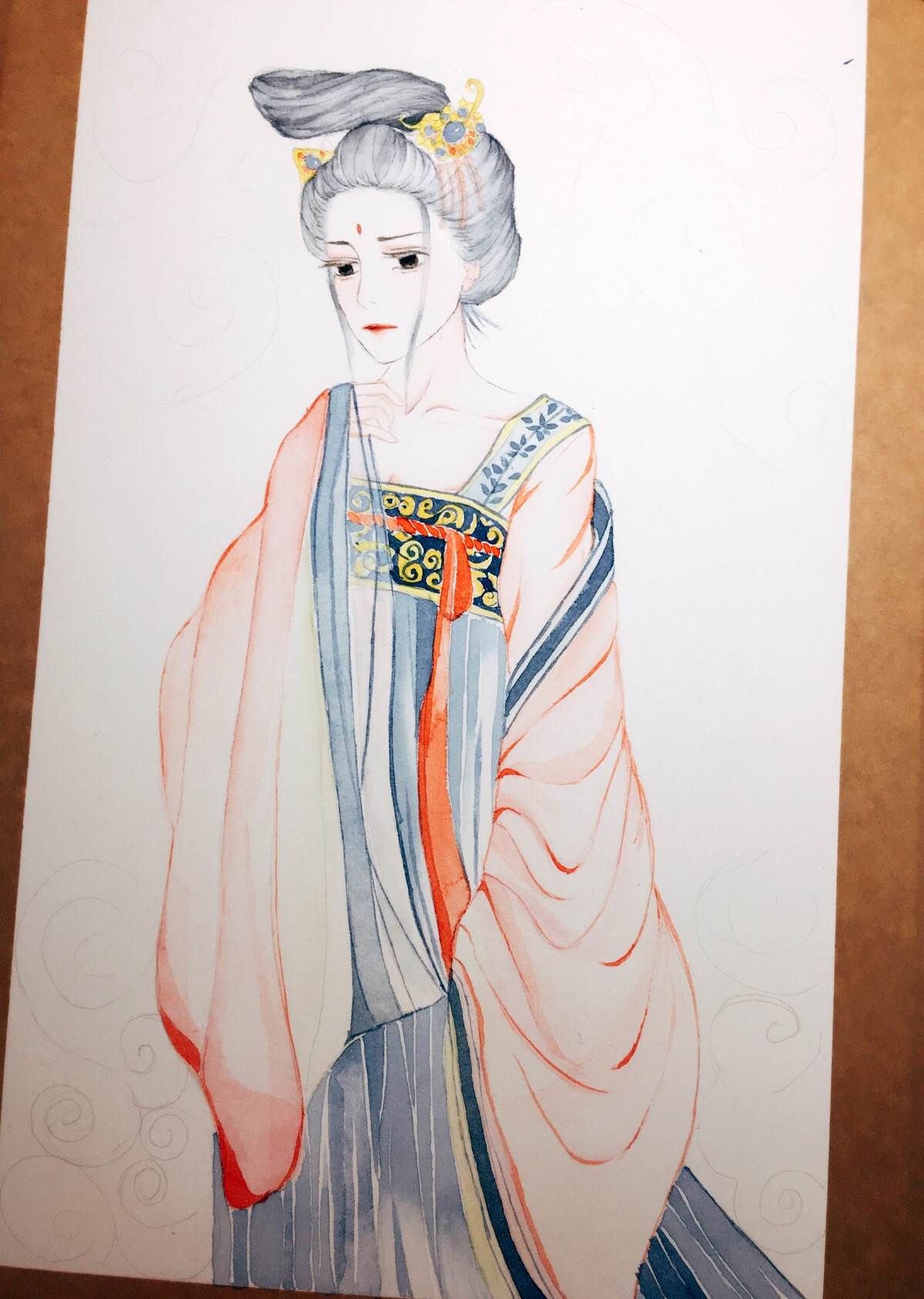 水彩画动漫古风人物衣服