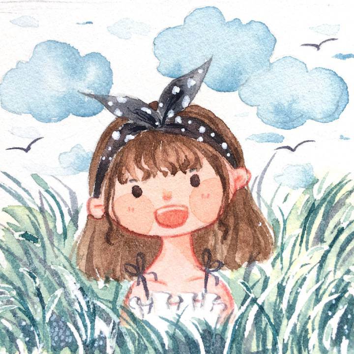 水彩画人物可爱女生