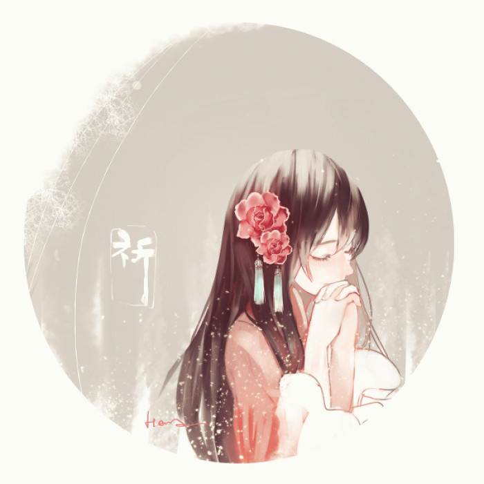 水彩画人物动漫古风q版