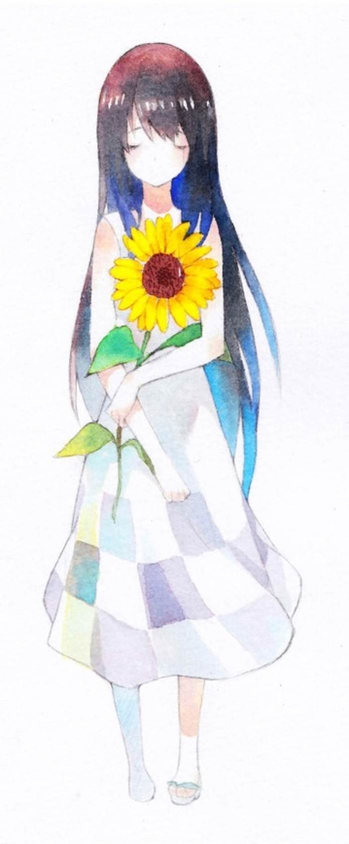 水彩画人物可爱女生