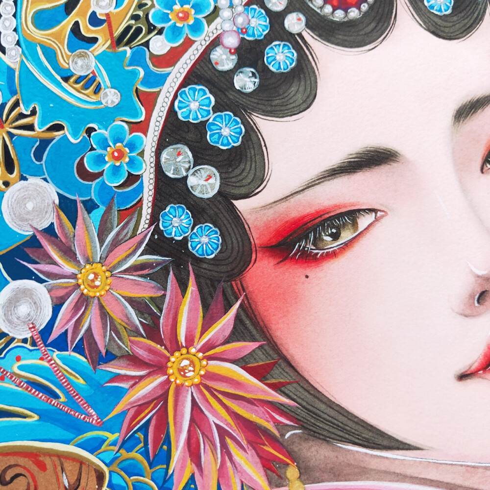 水彩画京剧人物简笔