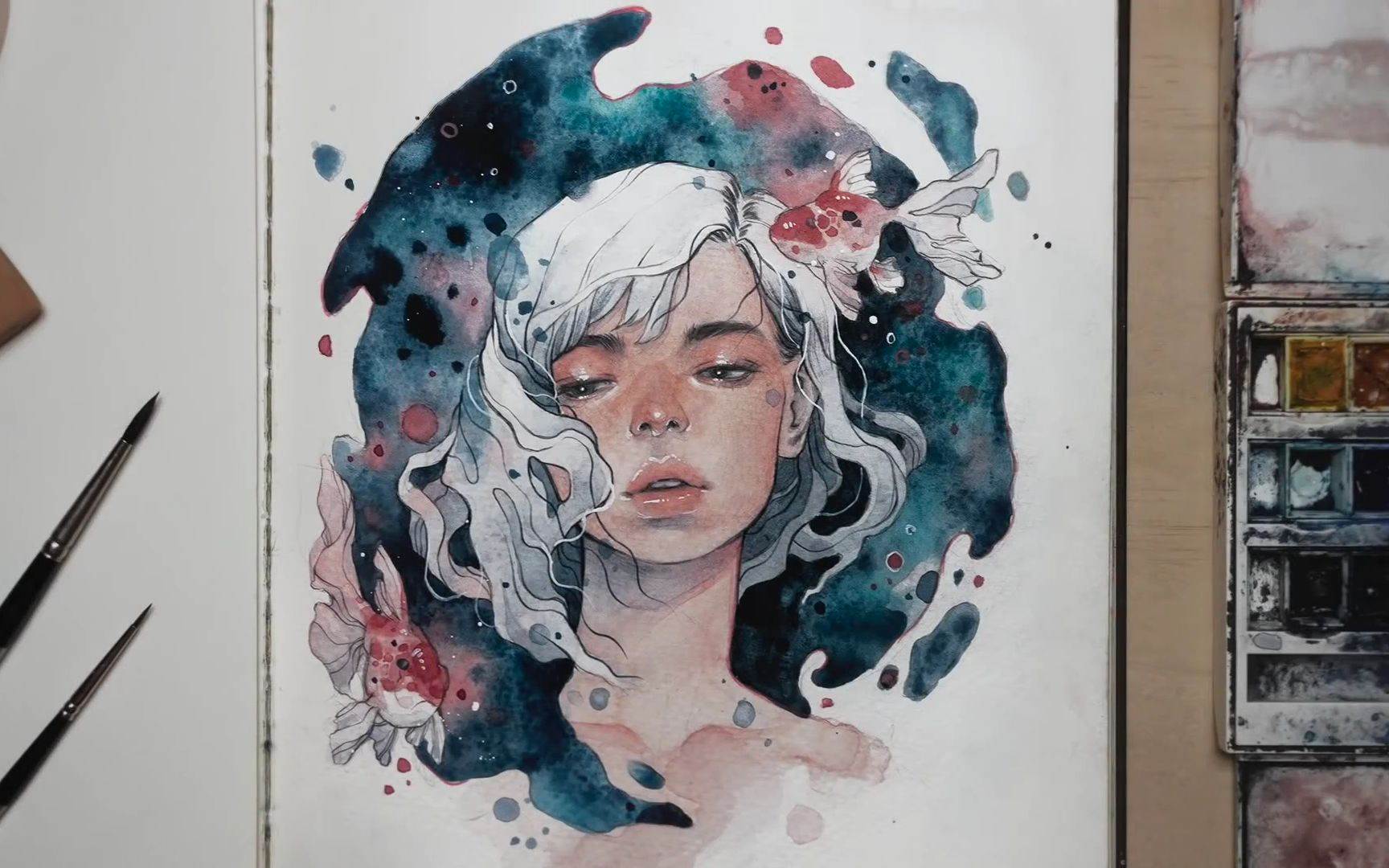 素描画王者荣耀人物水彩画
