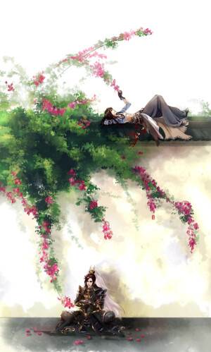 水彩画小清新风景人物