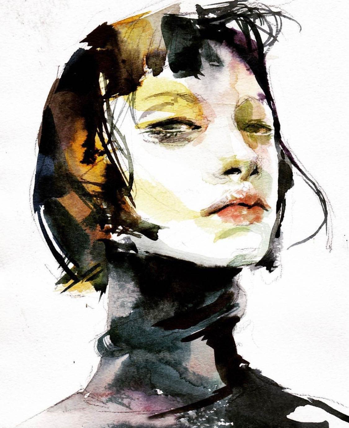 小尺寸的水彩画人物