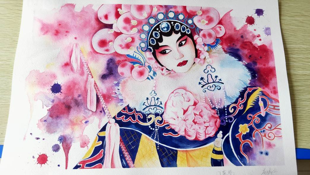 戏曲人物水彩画图片大全