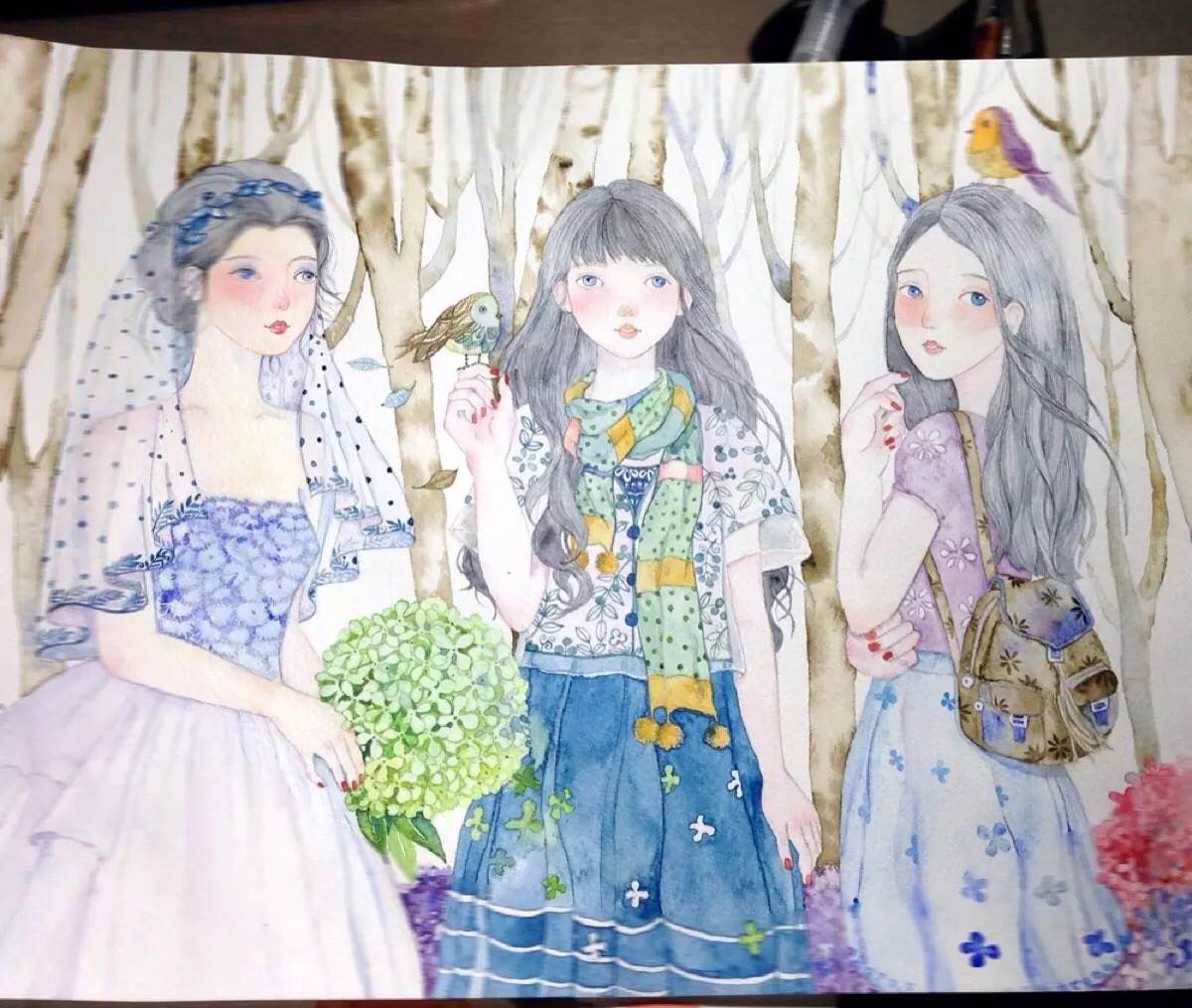 水彩画图片入门简单人物女孩