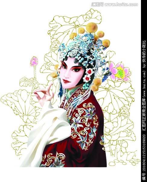 水彩画京剧人物简笔