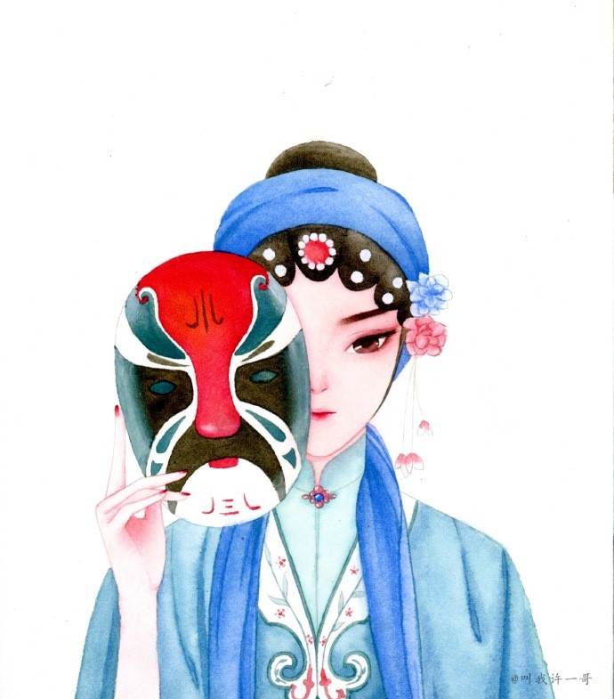 水彩画教程人物花旦