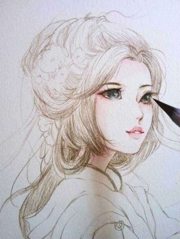 素描画王者荣耀人物水彩画