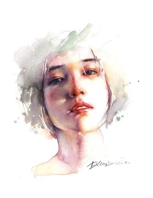 水彩画人物现代简单