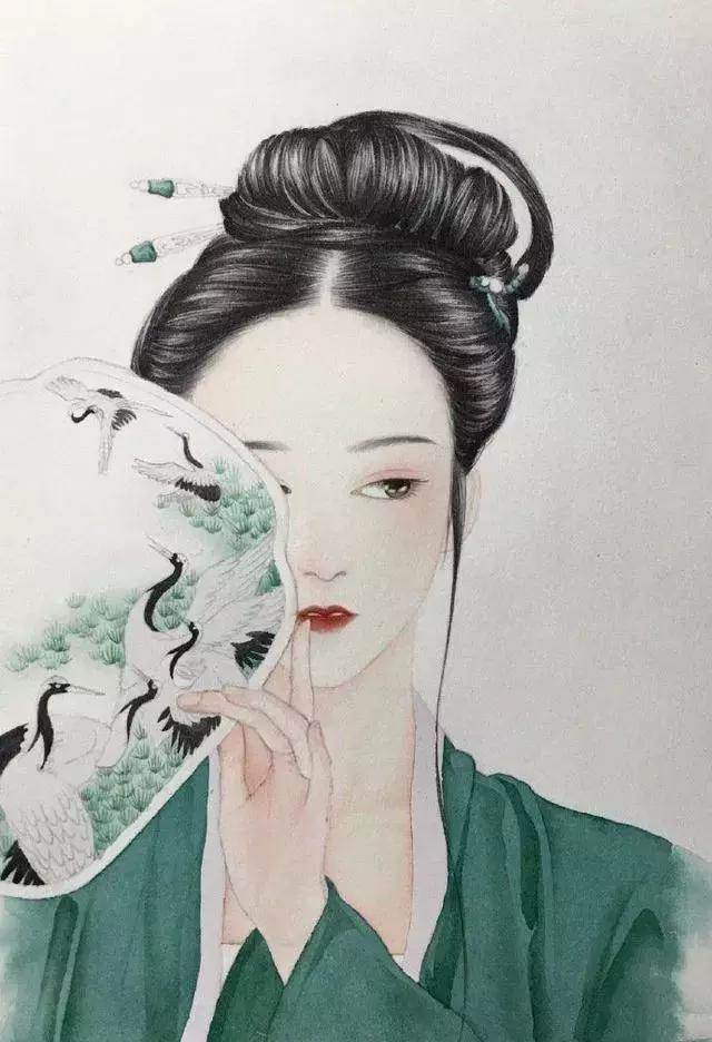 画简笔古风人物水彩画