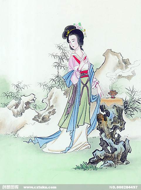 水彩画动漫人物古风嫦娥