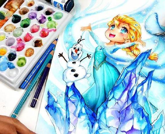 水彩画迪士尼卡通人物系列