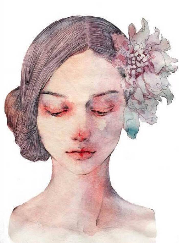 水彩画人物现代简单