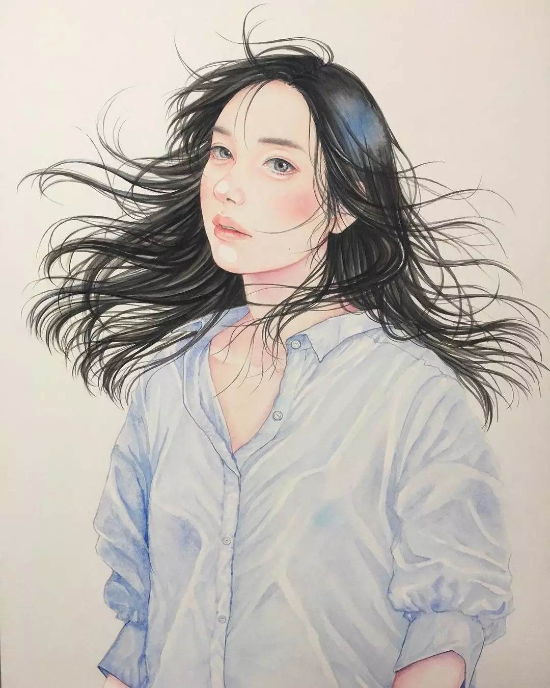 水彩画人物少女