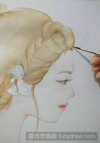 水彩画人物侧面简笔画
