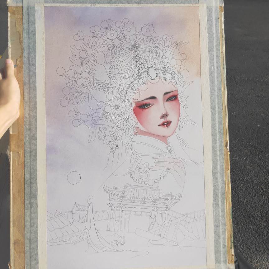 水彩画教程人物花旦