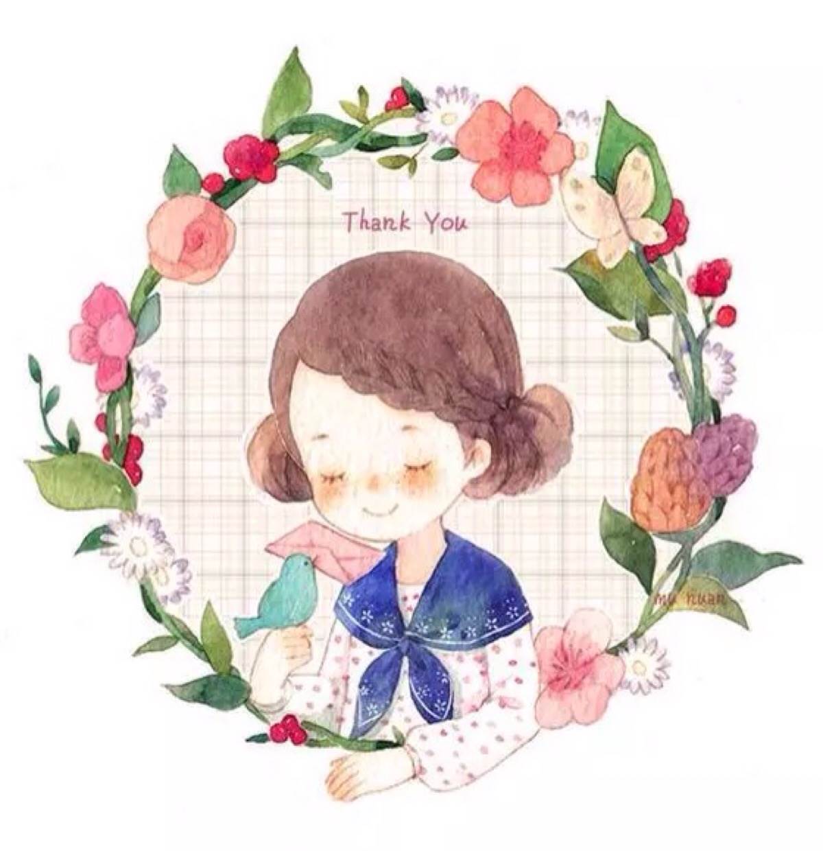人物水彩画图片女孩初学者