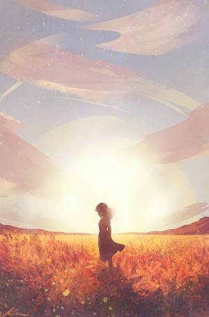 水彩画小清新风景人物