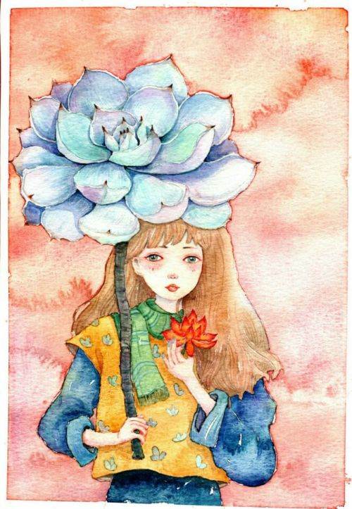 动漫水彩画人物少儿