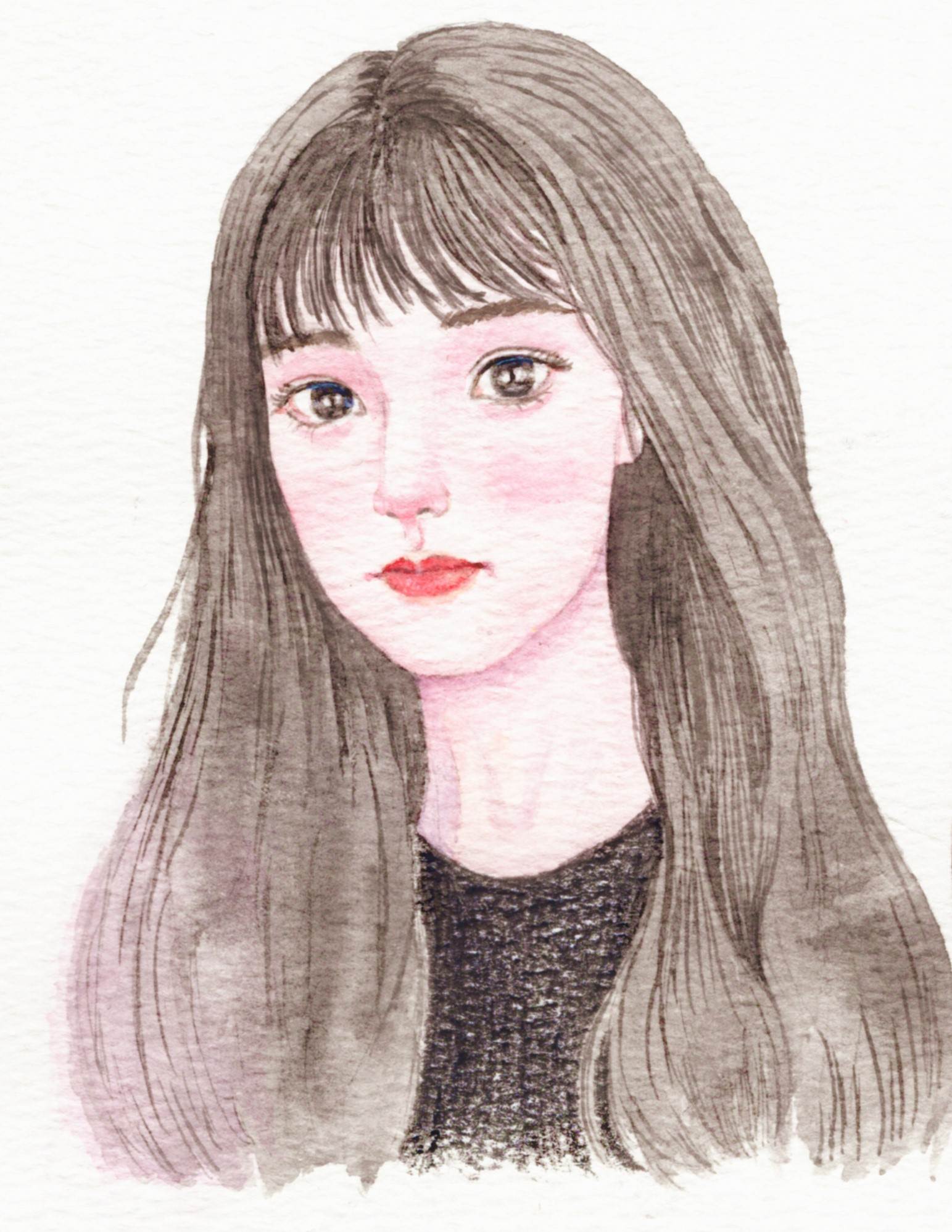 水彩画图片入门简单人物女孩