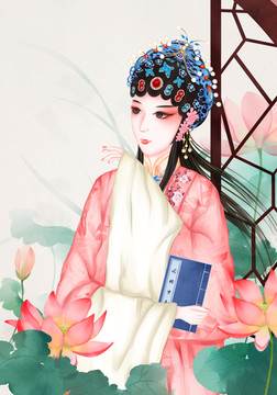 戏曲人物水彩画图片大全
