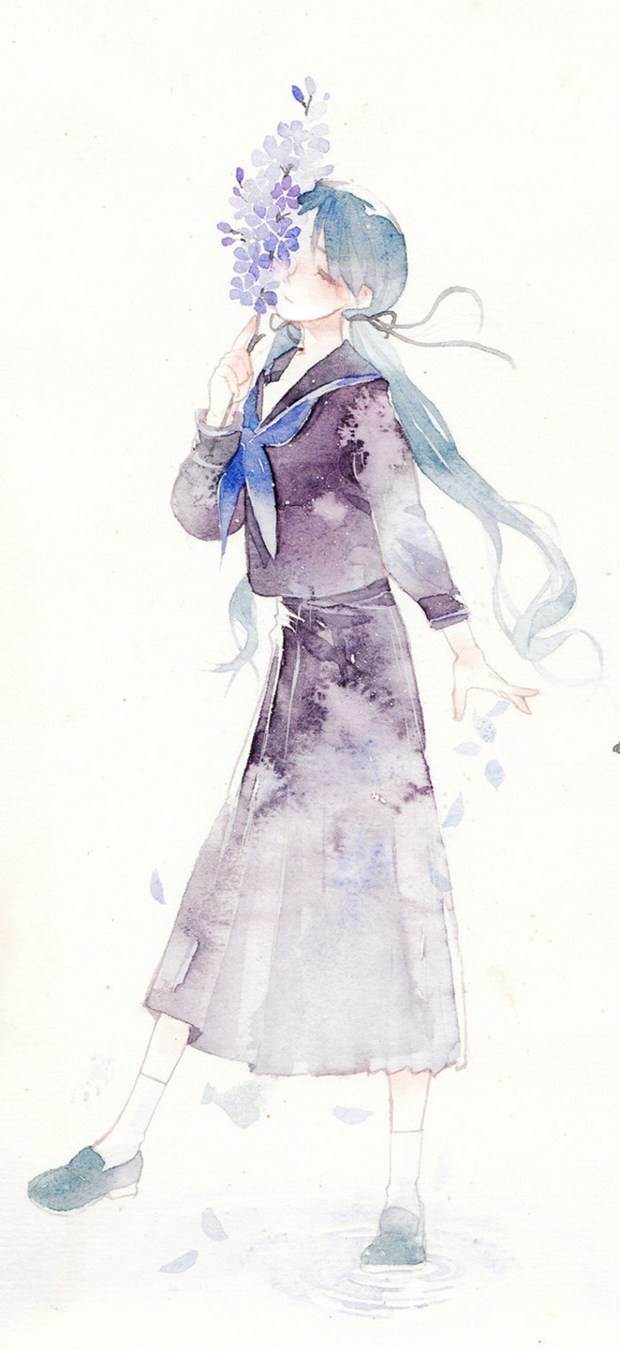 水彩画人物少女