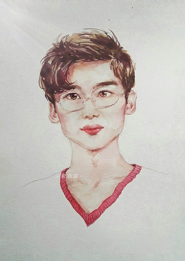 帅气人物水彩画