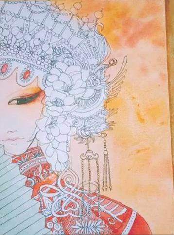 大班京剧人物水彩画