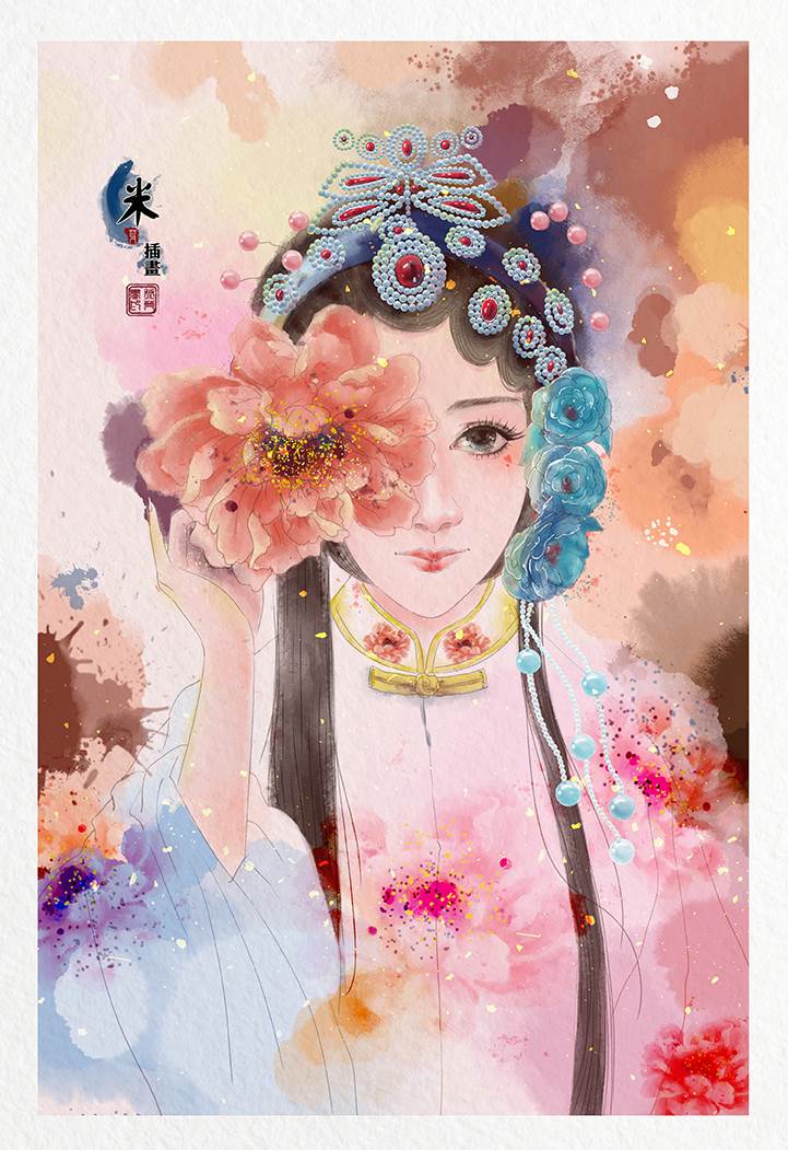 戏曲人物水彩画图片大全