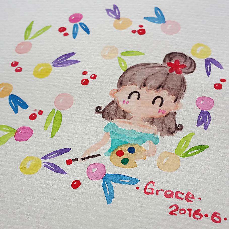 水彩画人物可爱