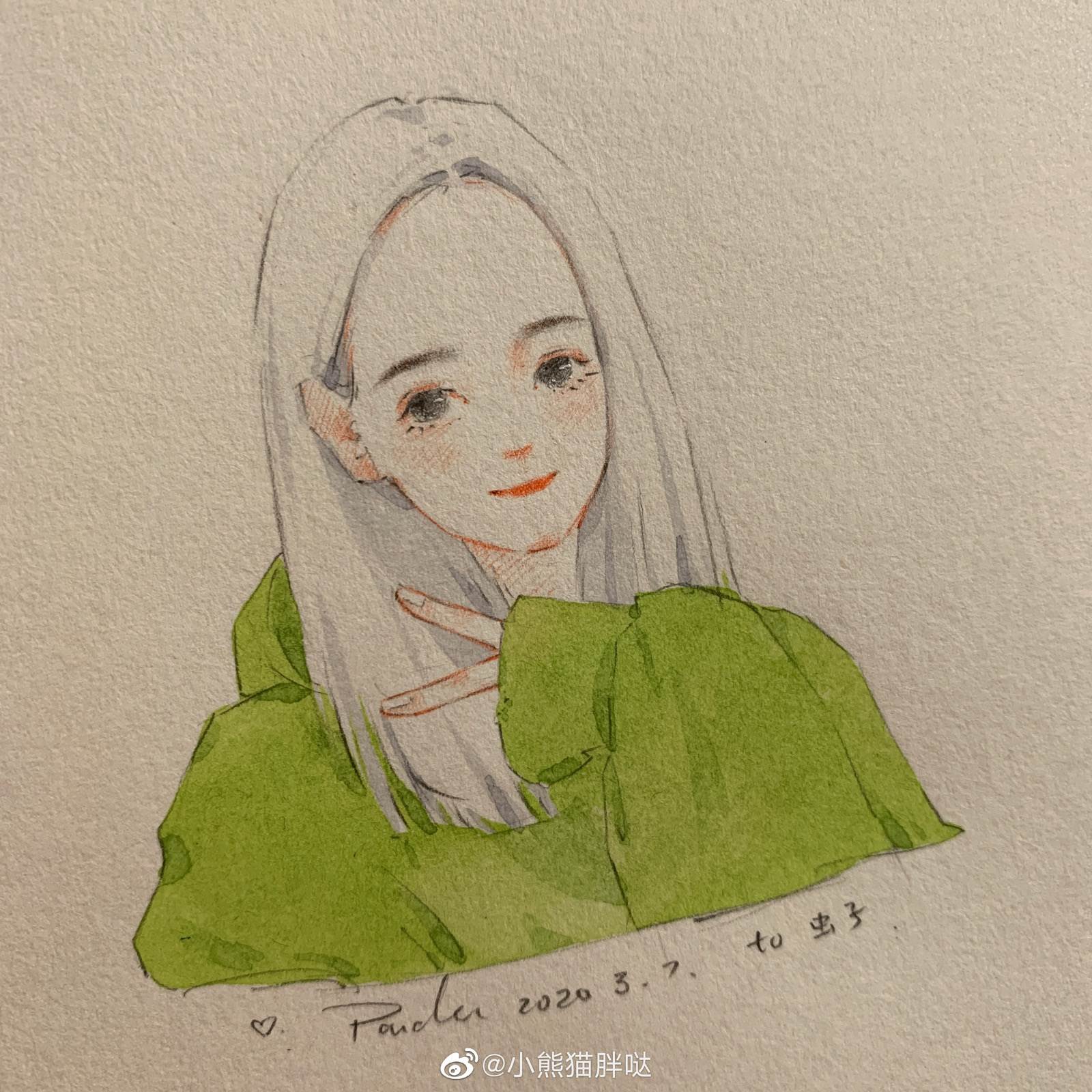 水彩画人物现代简单
