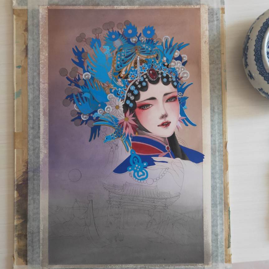 水彩画教程人物花旦