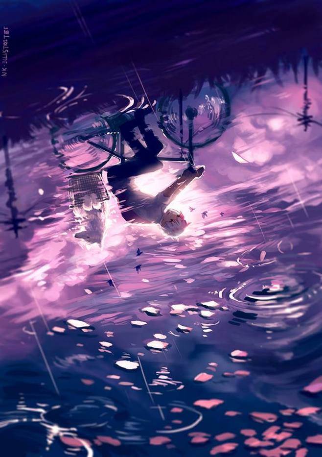 水彩画小清新风景人物